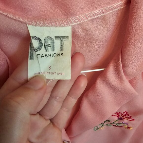 Vintage Pat Fashions Floral Pink Blouse - Picture 4 of 5